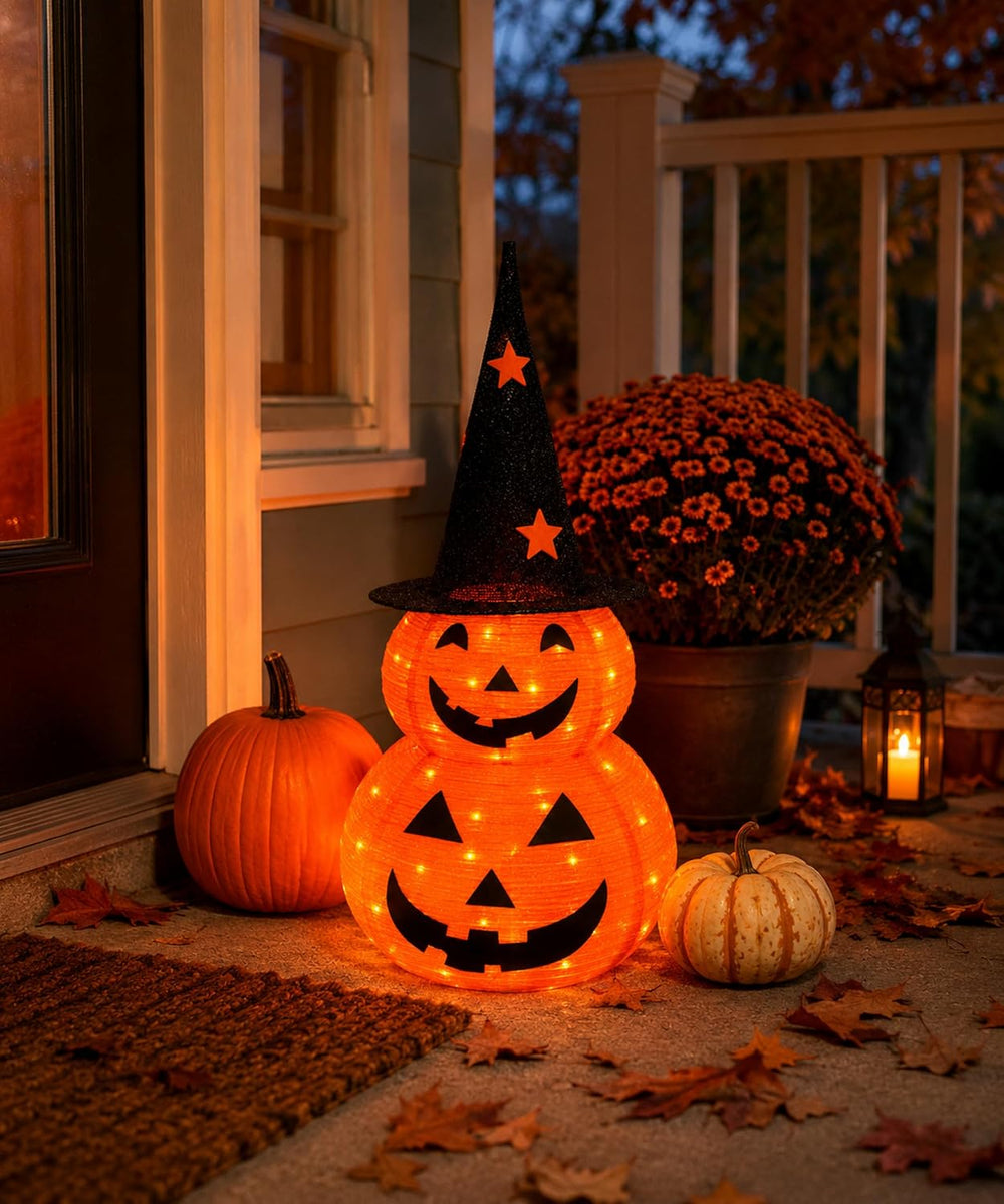 3FT Prelit Halloween Pumpkin Decoration, Pop Up Jack-o-Lantern