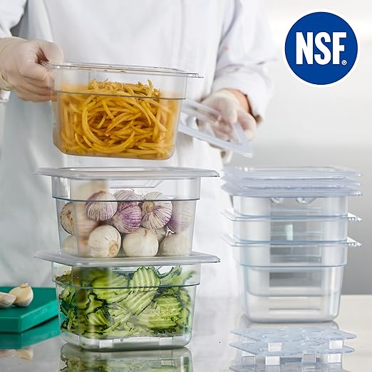 CURTA 6-Pack 1/6 Size 4" Deep NSF Polycarbonate Food Pans
