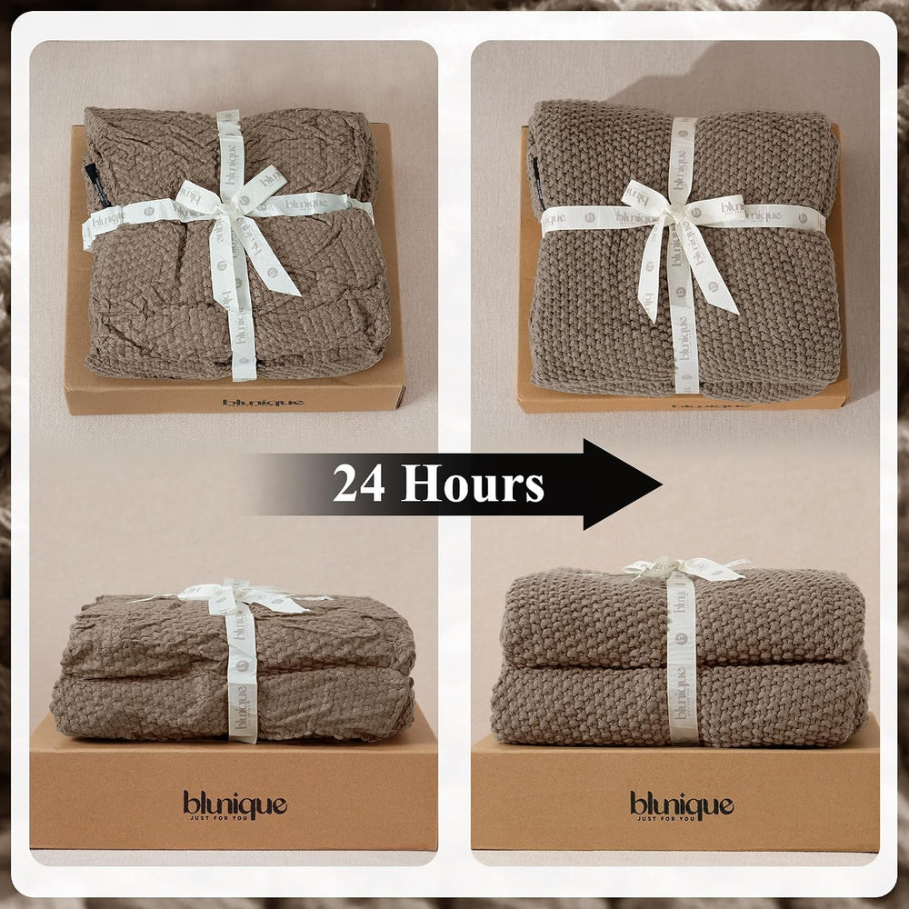 100% Cotton Cable Knit Throw Blanket, Lightweight Soft Knit Blanket for Sofa ...