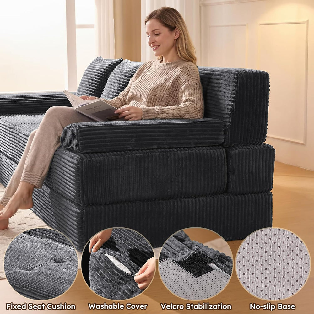 78.7IN Convertible Folding Sofa Bed, 3 Seater Sleeper Sofa Couch | No Assembl...