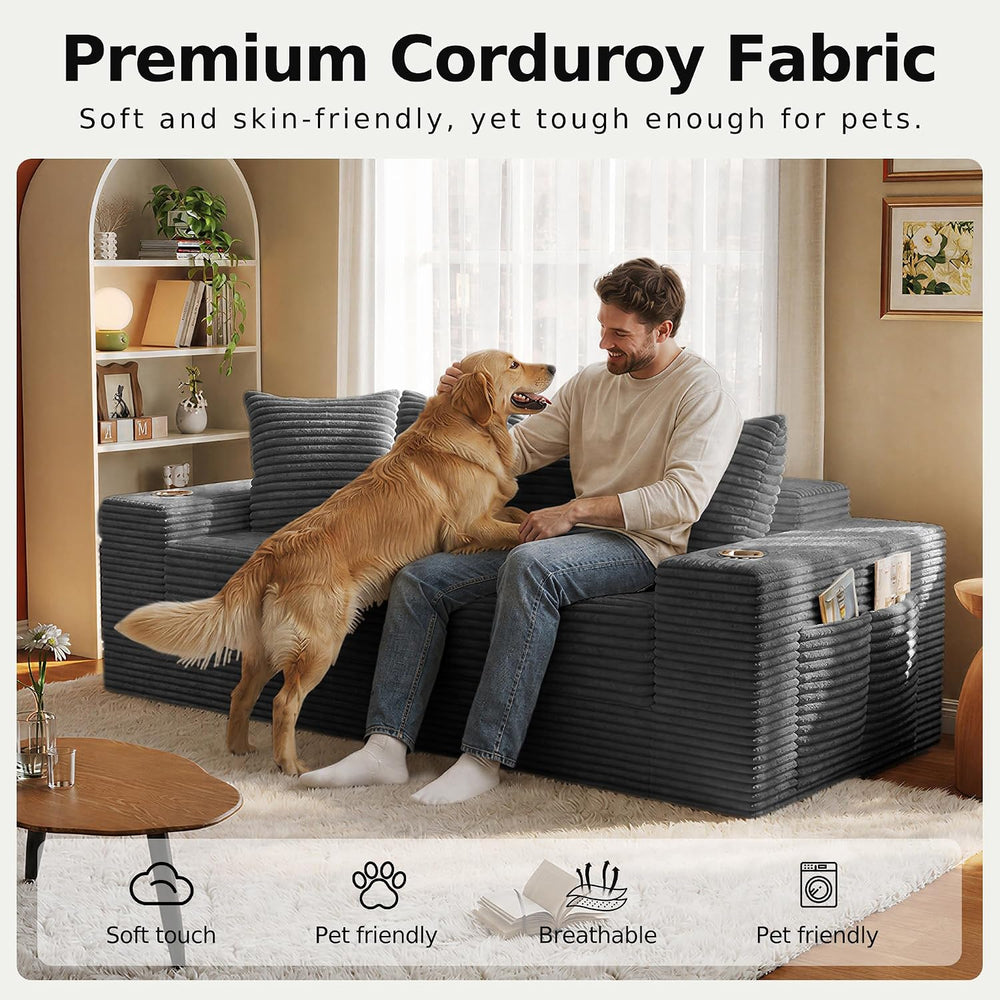 MoonSpeak 77'' Futon Couch Bed, Boneless Sofa for Living Room