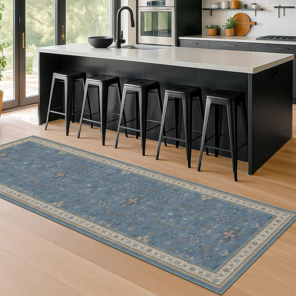 Light Blue 2x7 Washable Kitchen Runner