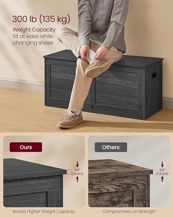 VASAGLE Storage Chest, Storage Trunk with 2 Safety Hinges, Storage Bench, Sho...