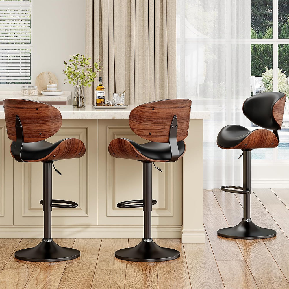 YaFiti Swivel Bar Stools Set of 2, Bar Stools for Kitchen Counter, Black | Co...