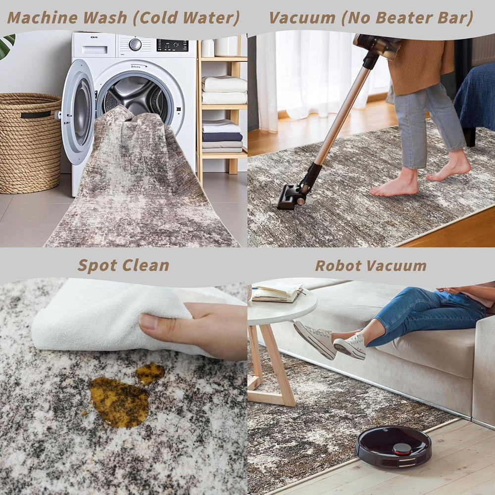 7x7 Area Rug Square Washable – Non-Slip Soft Indoor Carpet for Dining Room Li...
