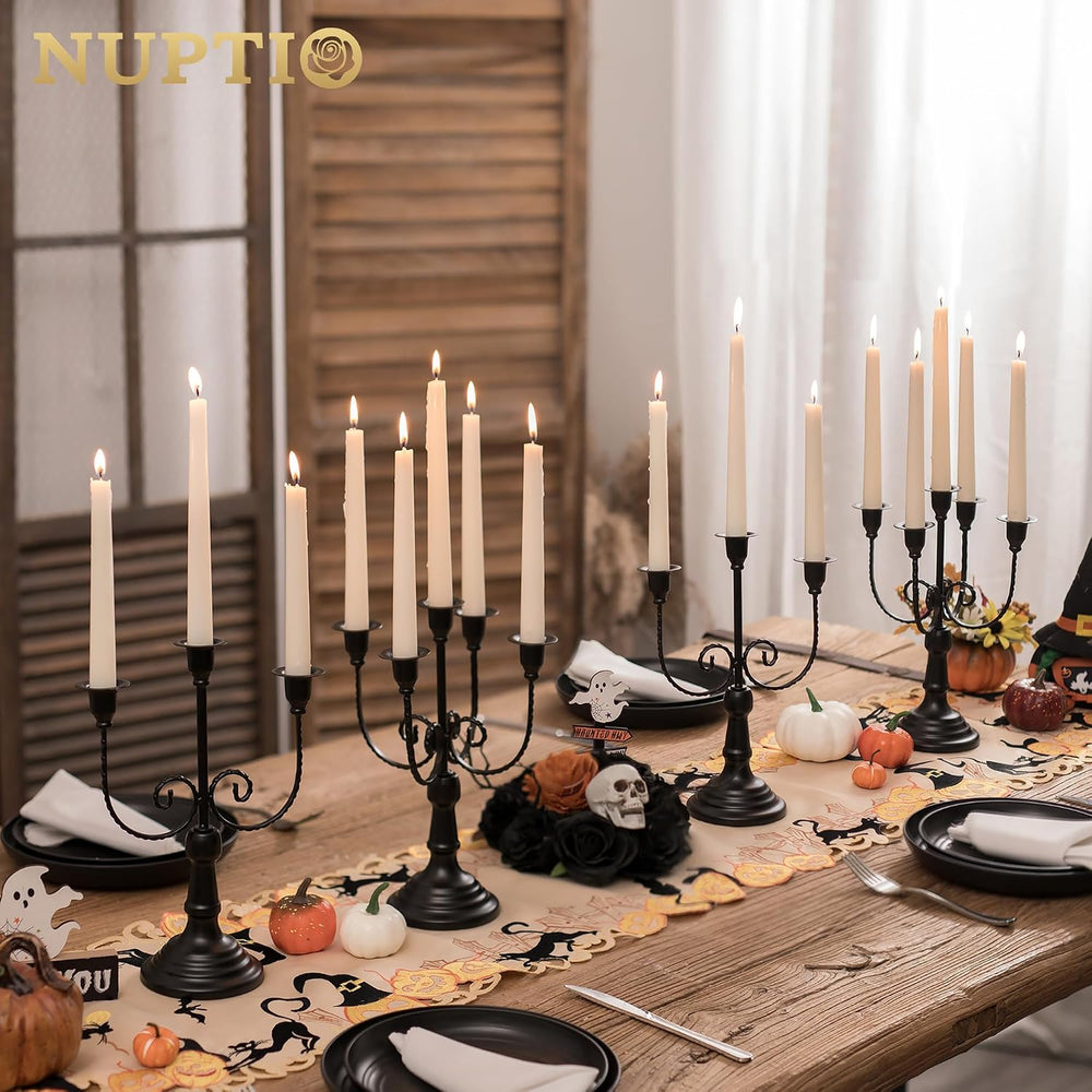 NUPTIO Taper Candle Holders for Candlestick: Black Candelabra for Halloween
