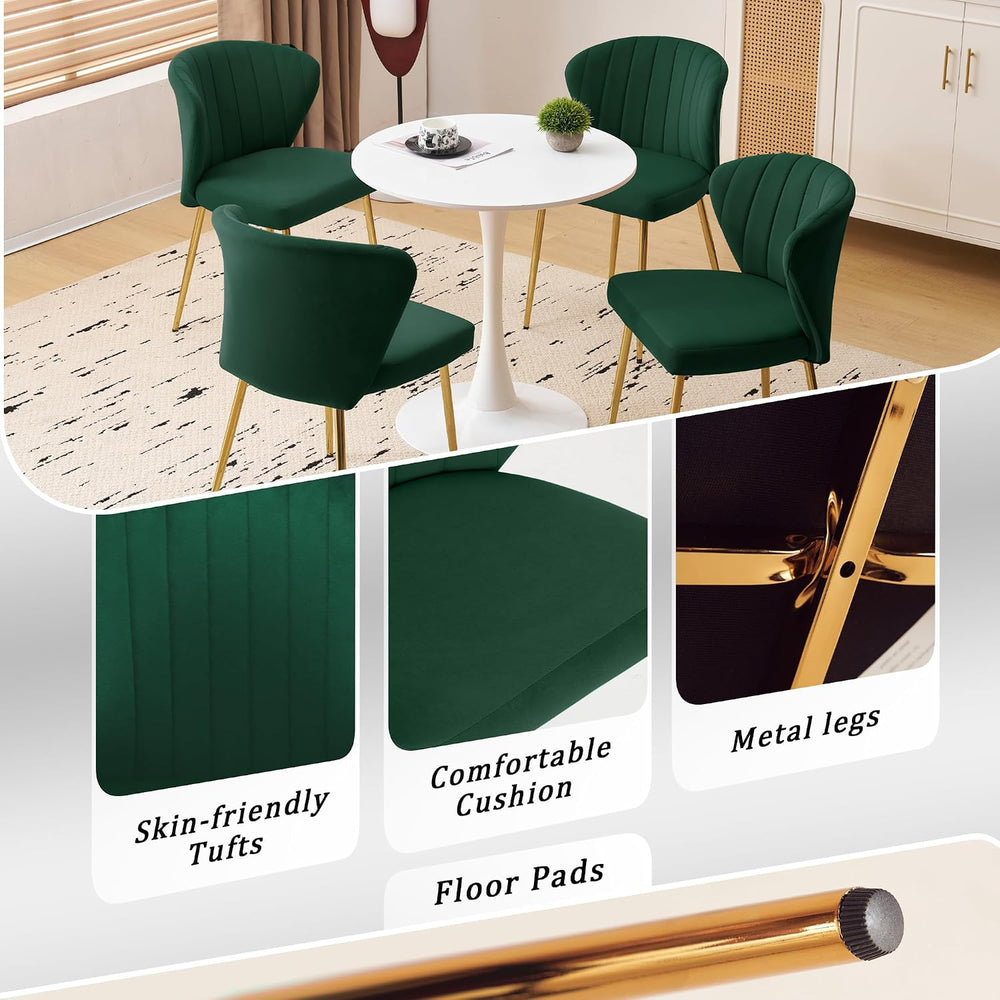 Velvet Dining Chairs Set of 2, Modern Upholstered Vanity Chairs with Golden M...
