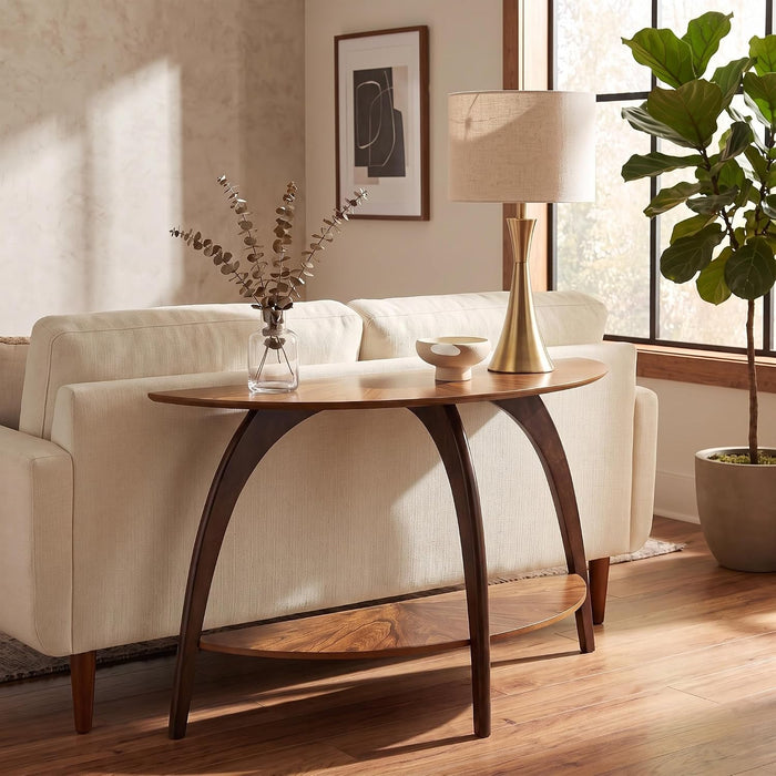 Martin Svensson Home LAX Mid Century Wood Sofa Table, Nutmeg & Espresso