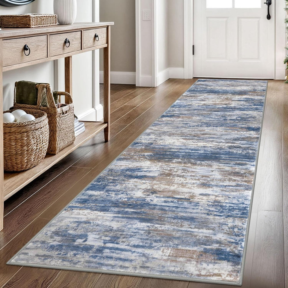 KOZYFLY Modern Abstract Hallway Runner Rug, 2.6x8 Washable Rug Runner Non-Slip