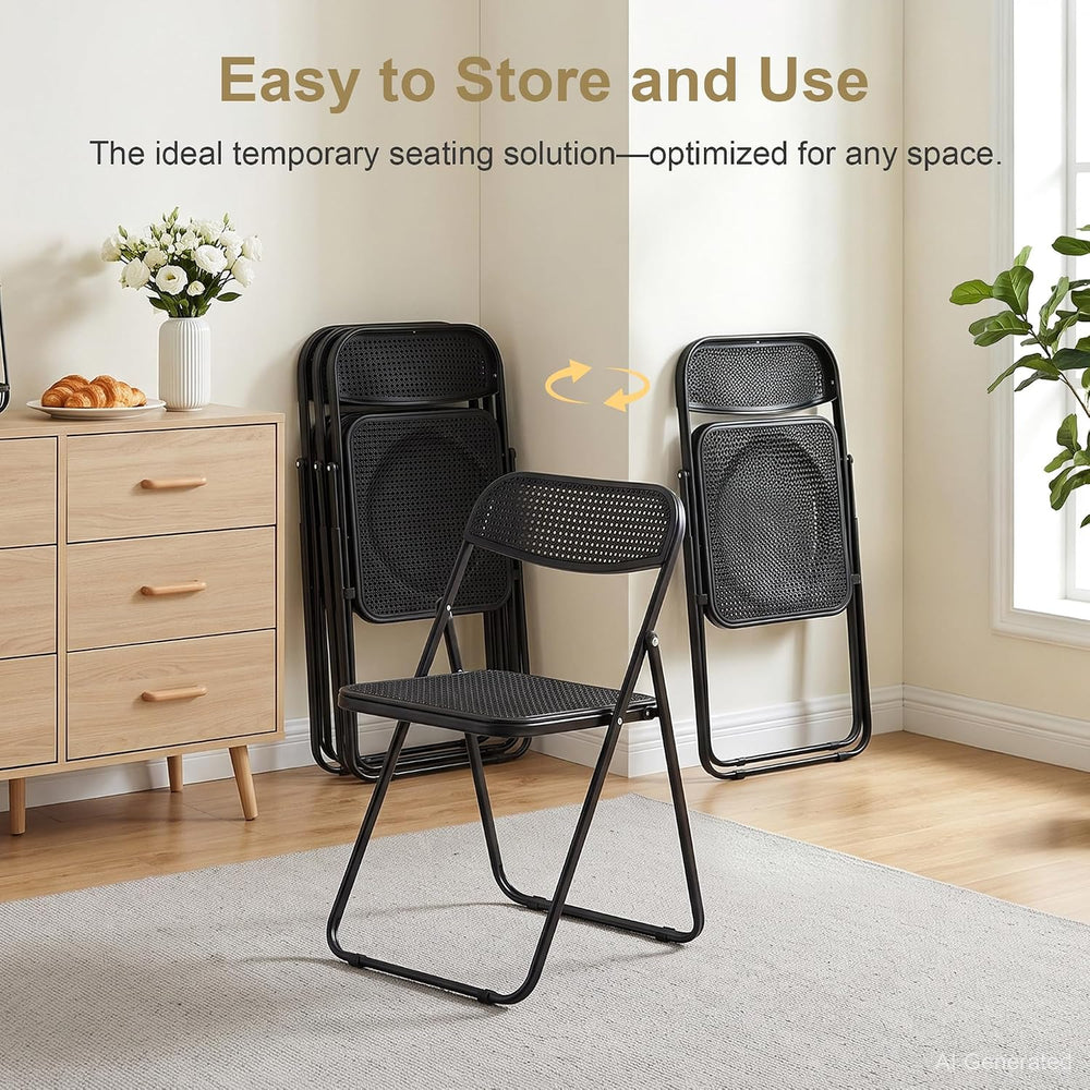 VECELO Plastic Folding Chairs 2 Pack, Metal Frame for Indoor/Outdoor, Black |...