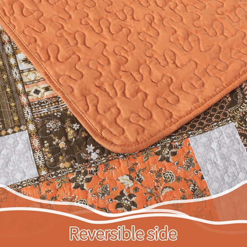 BEDIFANY 100% Cotton Cover Quilts Queen Size for Fall, Autumn Bedspread Set