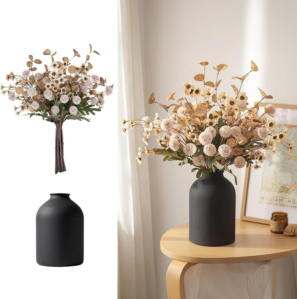 BLOSMON Beige Faux Flowers in Vase for Dining Table Centerpiece Decor