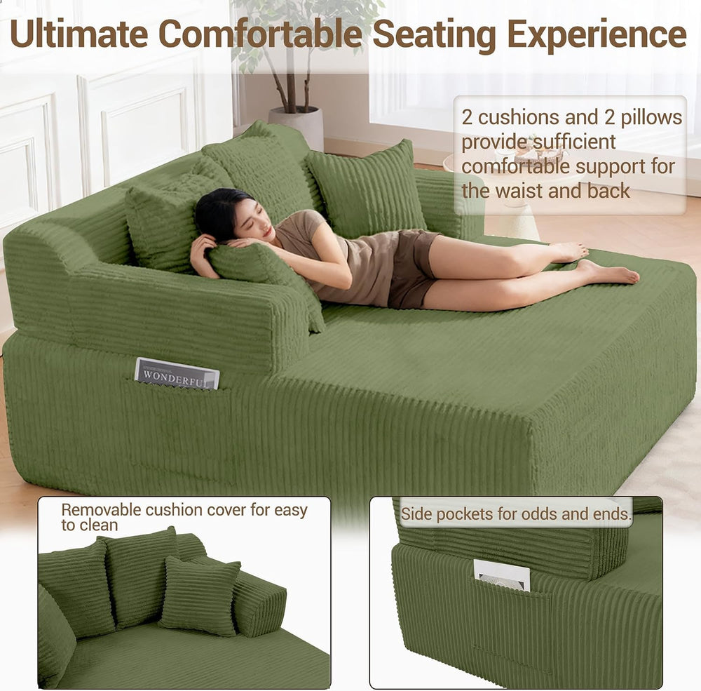 58" Oversized Boneless Chaise Chair, Green