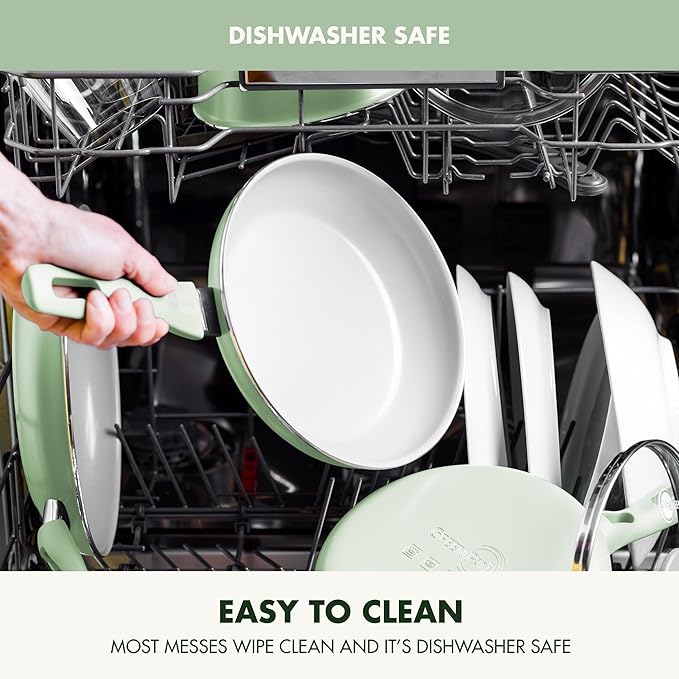 GreenPan Dover Healthy Ceramic Nonstick, 12 Piece Cookware Pots and Pans Set