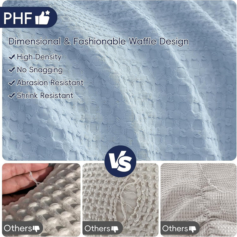 PHF Lightweight Waffle Weave Blanket King for Bed Sky Blue 104"x90"