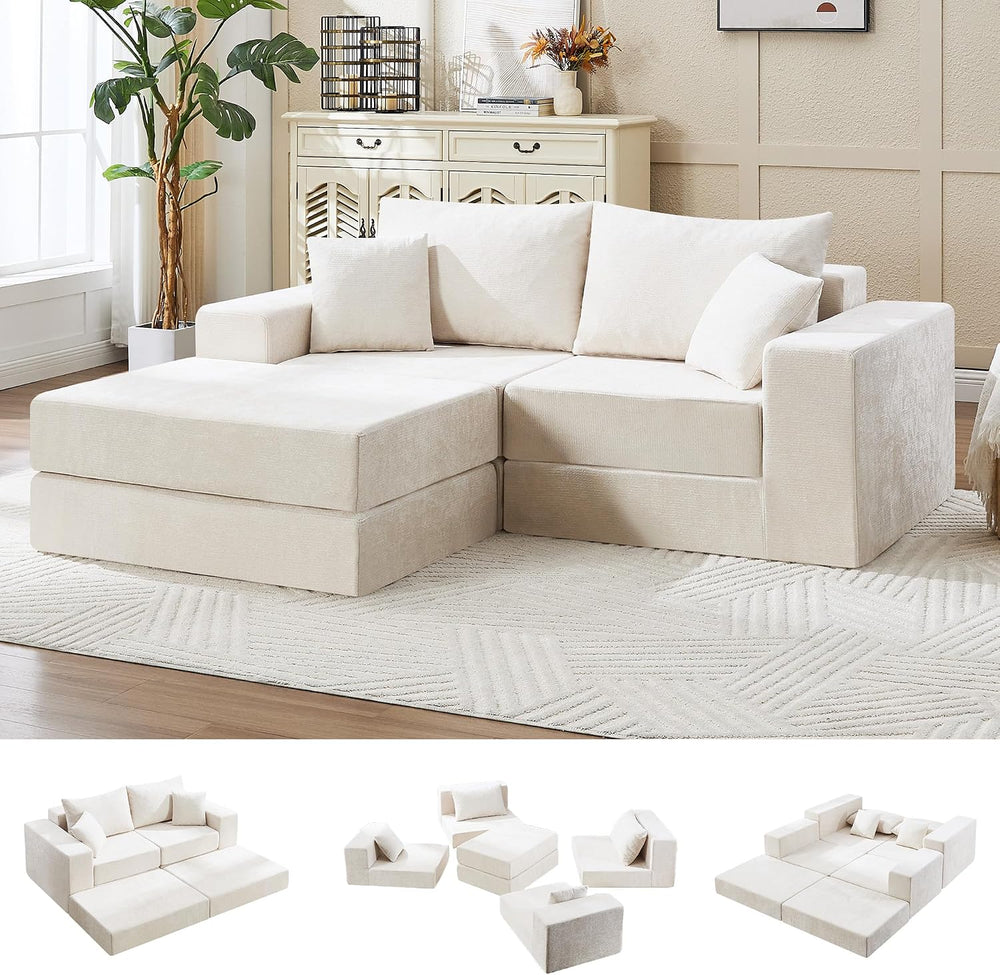 79" Boneless Cloud Loveseat Sofa Couch, Modular Foldable Floor Sofa with...