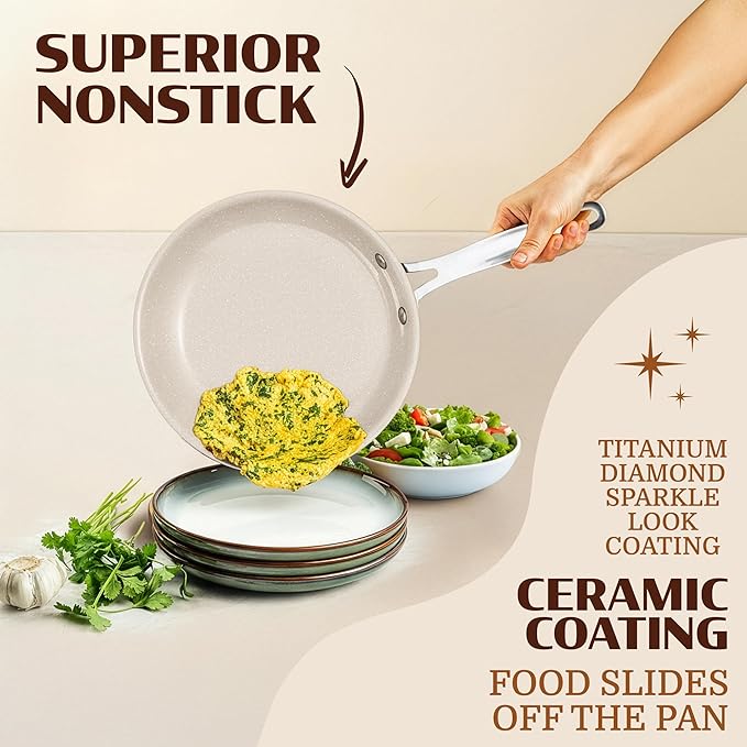 Granitestone Ceraluxe 20 Pc Ceramic Cookware Set Nonstick, Complete Pots and