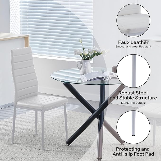 PU Dining Chairs Set of 4, Modern Kitchen & Dining Room Chairs Faux Leath...