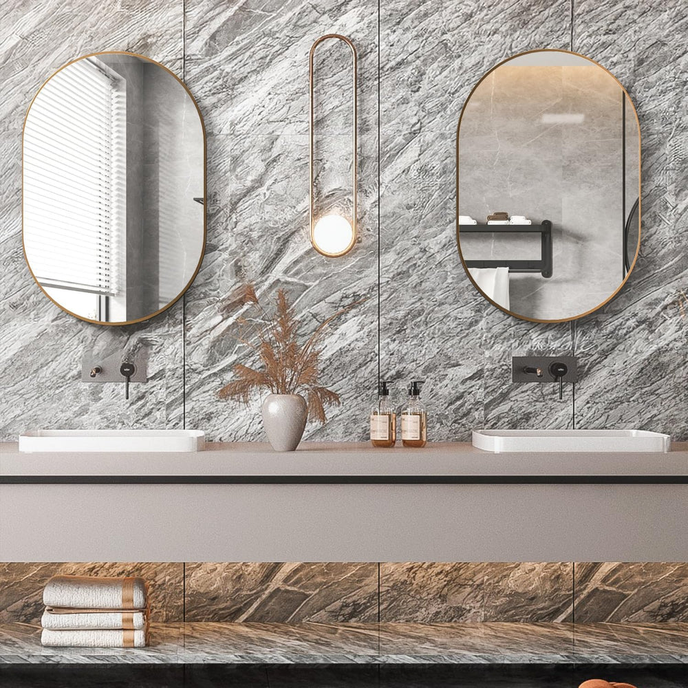 Oval Bathroom Mirror Capsule Wall Vanity Mirror, 2 Pieces 20"x30" P...