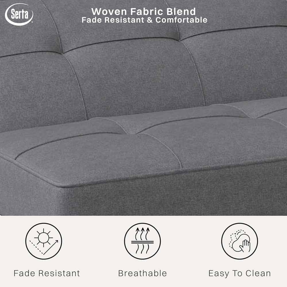 Serta® Rane Futon Sofa Bed 66.1", 3-in-1 Convertible Couch Sleeper for S...