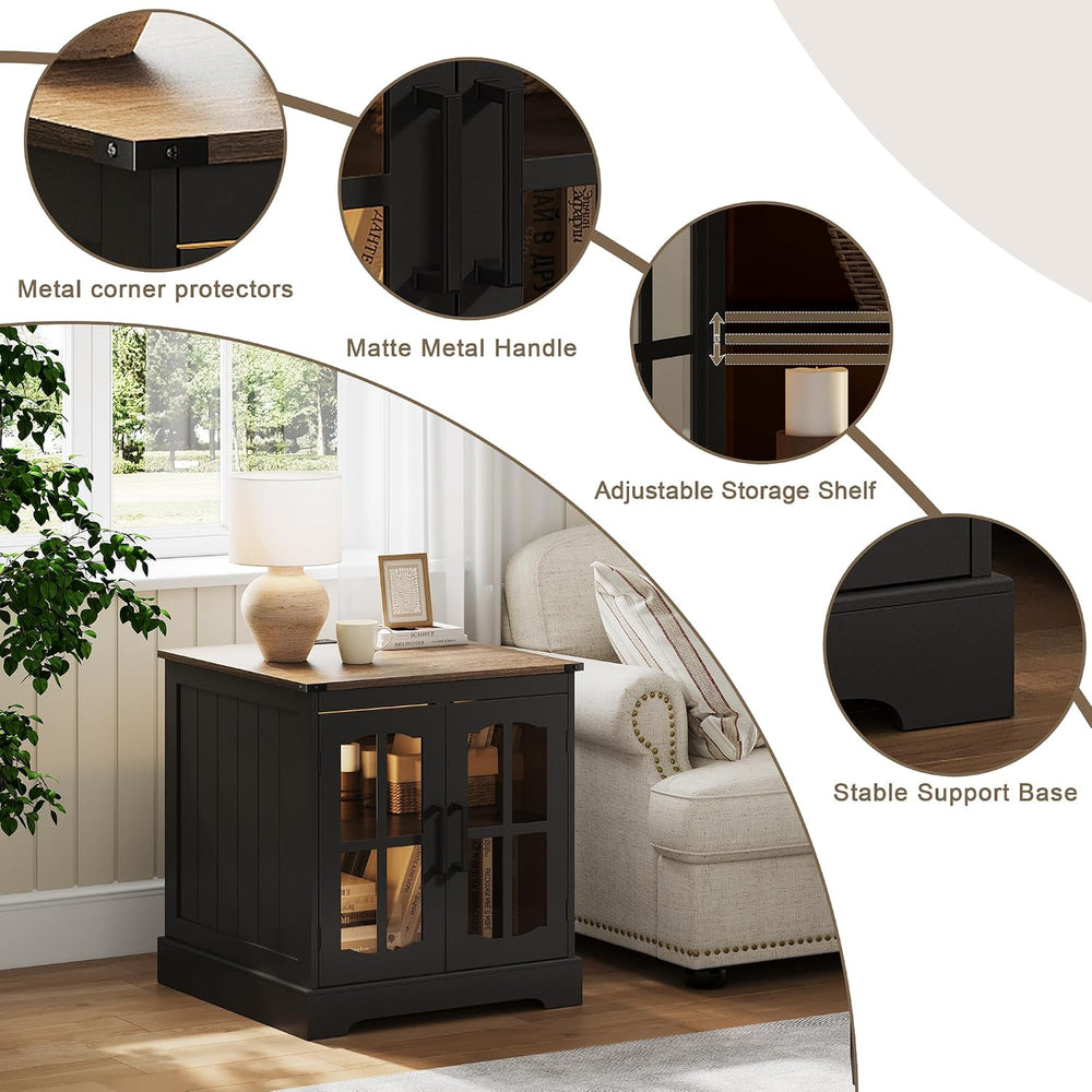 ChooChoo Farmhouse End Table with Charging Station & LED Light