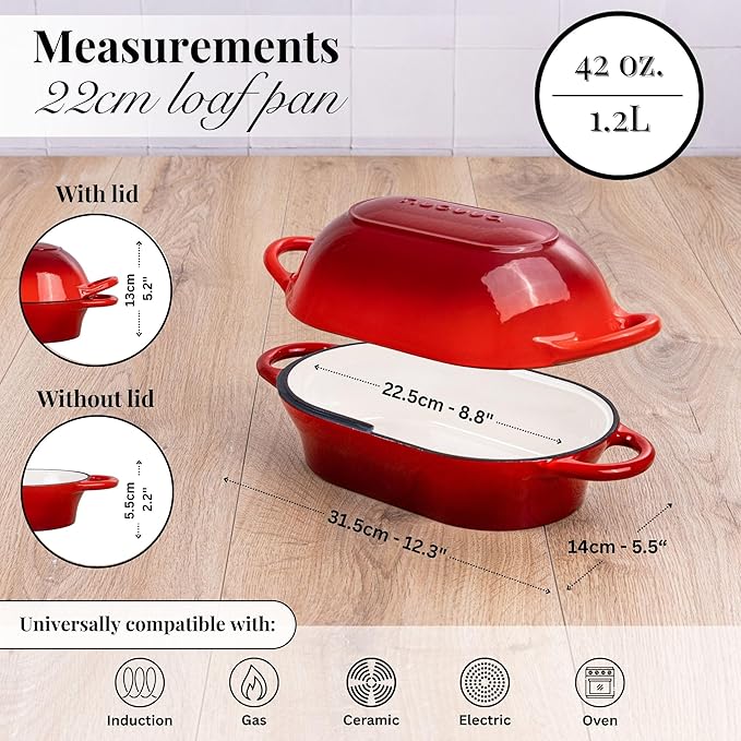Dutch Oven For Sourdough Bread Baking – Enamelled Cast Iron Bread Loaf Pot –