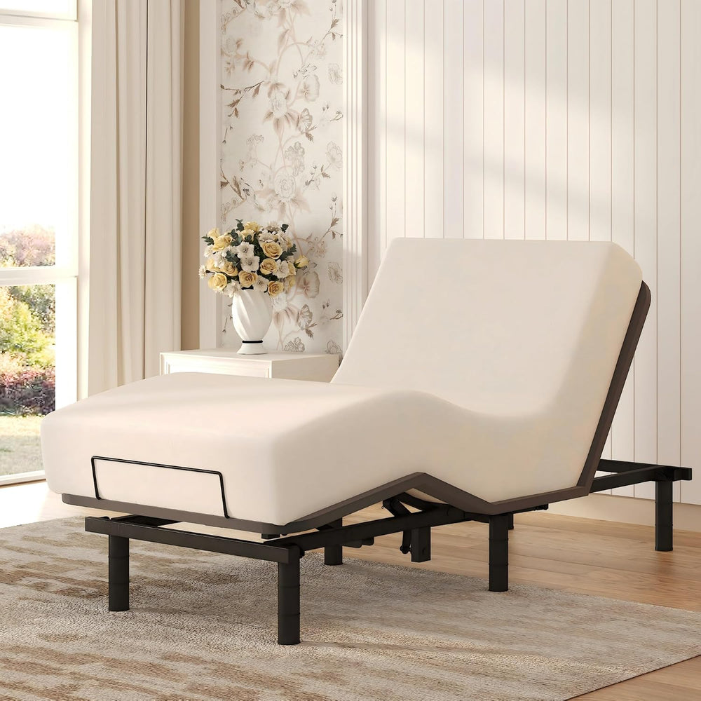 Softa Adjustable Bed Frame, Electric Bed Base w/Oxford Fabric Bedspread, Remo...