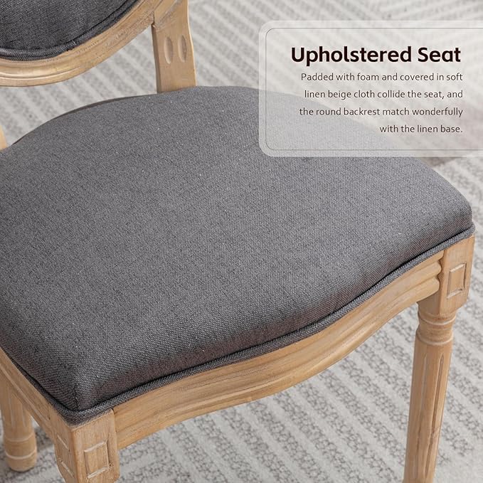 Upholstered Dining Chairs Set of 2 French Country Oval Fabric Back Kitchen Si...