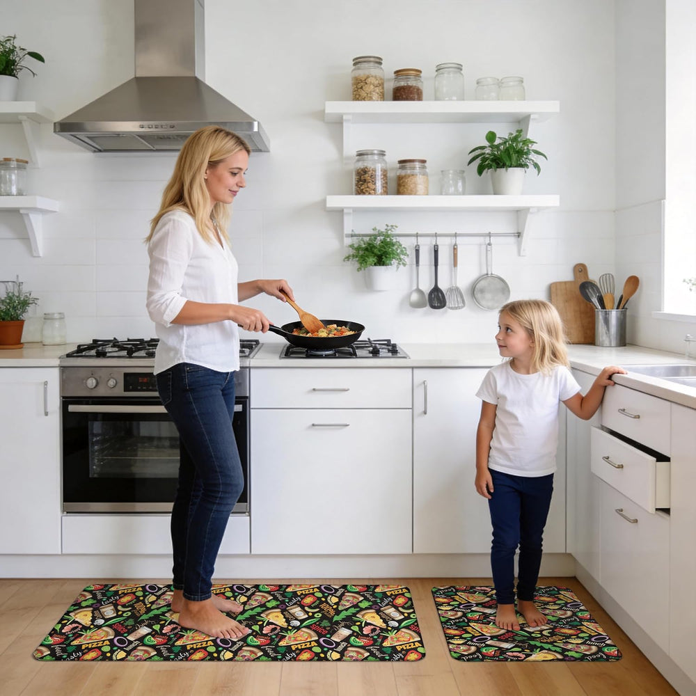 Kitchen Rugs for Floor 2 Pcs Memory Foam Padded Anti Fatigue Kitchen Mat