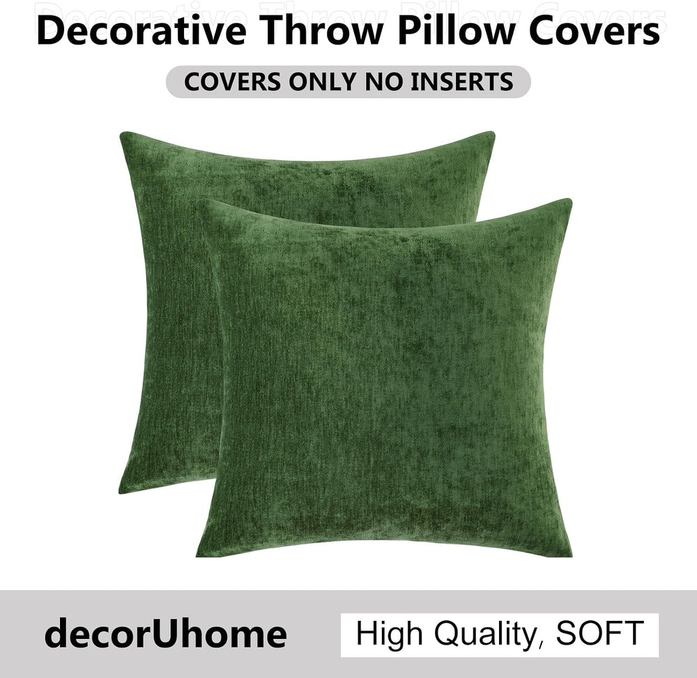 decorUhome Christmas Moss Green Throw Pillow Covers 24X24 Set of 2