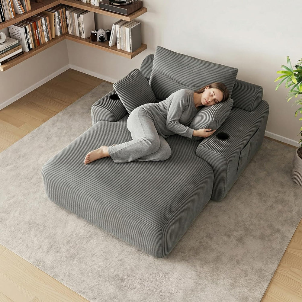 69” Boneless Chaise Lounge Chair Indoor, Oversized Chaise Lounge Reading Chai...