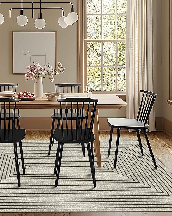 Latte&Fog 8x10 Area Rugs for Living Room, Large Beige Modern Abstract Was...