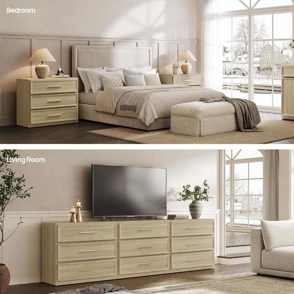 SICOTAS Oversized Night Stand Set 2 for Bedroom 3 Drawer Bedsideside Table | ...