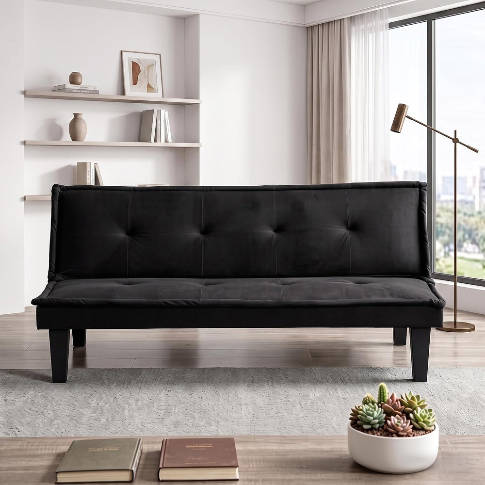 NicBex Convertible Sofa Bed, Futon Couch with Adjustable Backrest, Black