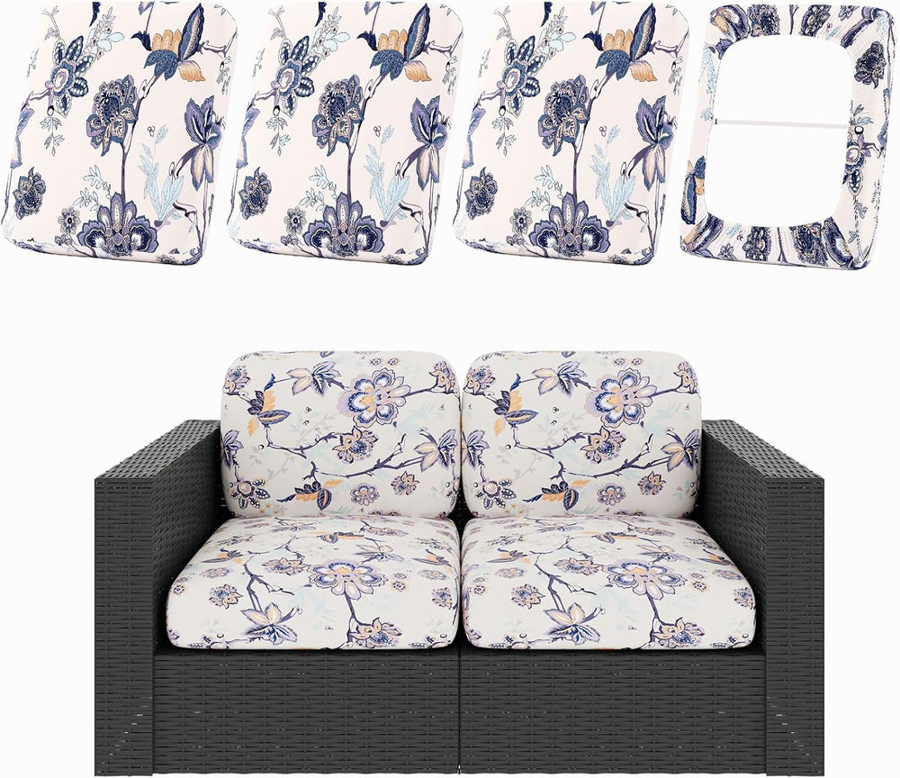 hyha 4Pcs Patio Cushion Covers, Stretch Outdoor Couch Cushion Covers, Washable