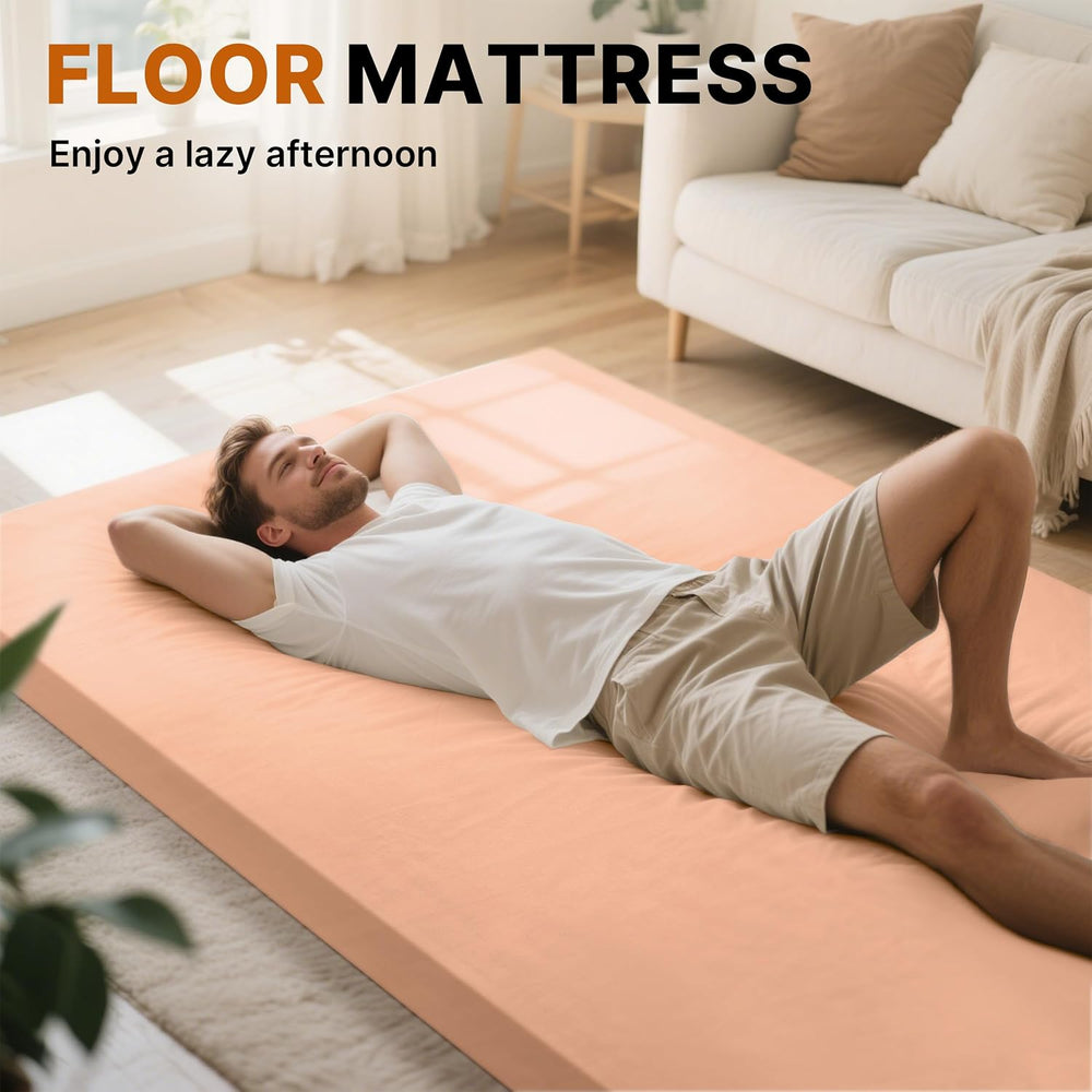 Memory Foam Glamping Roll Up Futon Mattress, Japanese Floor Bed Camping Mattr...