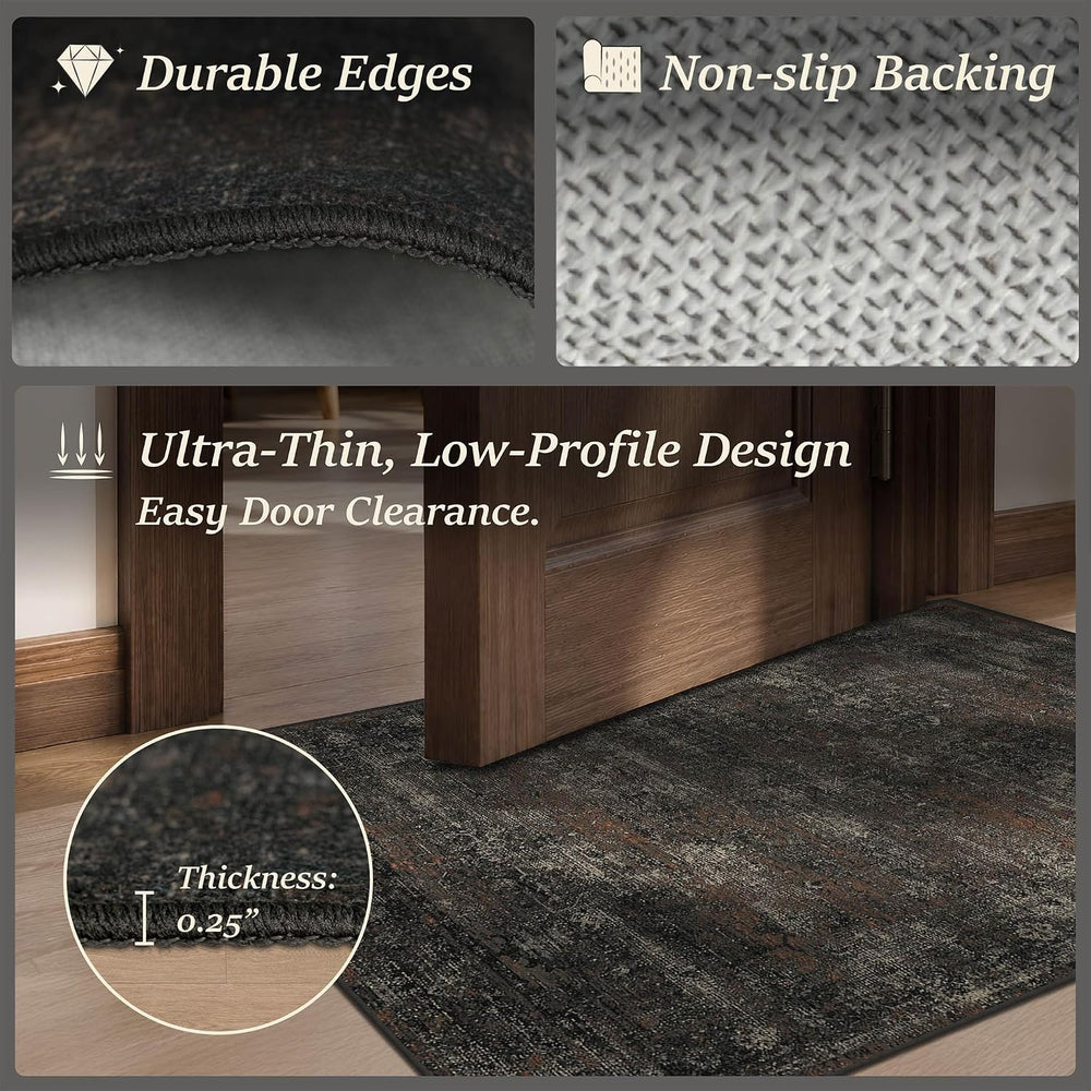 TALANOVA Modern Farmhouse Black 10x14 Washable Area Rug for Living Room &...