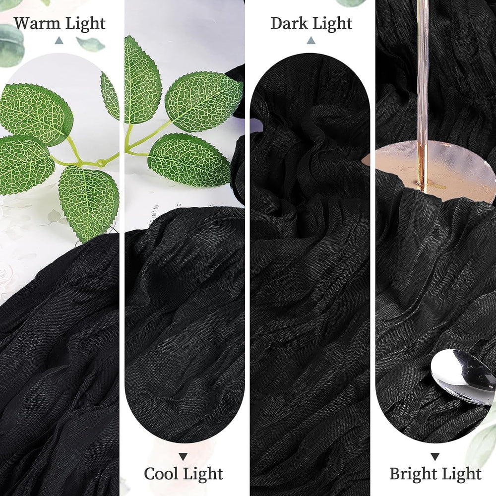 AGIRL 6 Pack Black Cheesecloth Table Runner 10FT Boho Gauze Halloween Decor