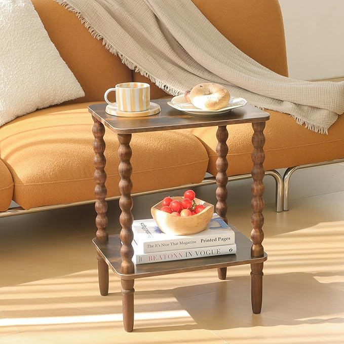 Side Table, Small End Table with Storage Shelf, 2-Tier Small Coffee Tables Li...