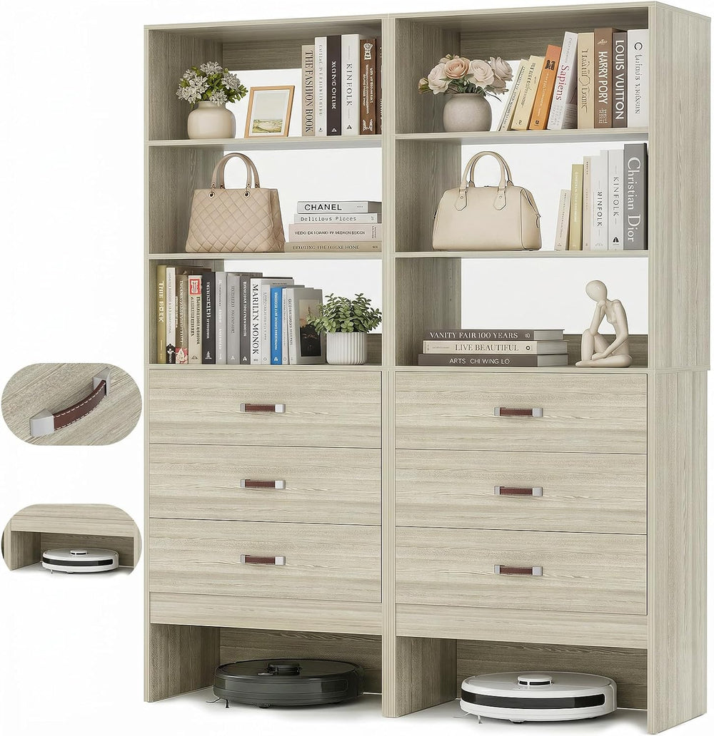 4FT Closet System with Leather Handles, 48" Walk-in Closets Storage Unit...