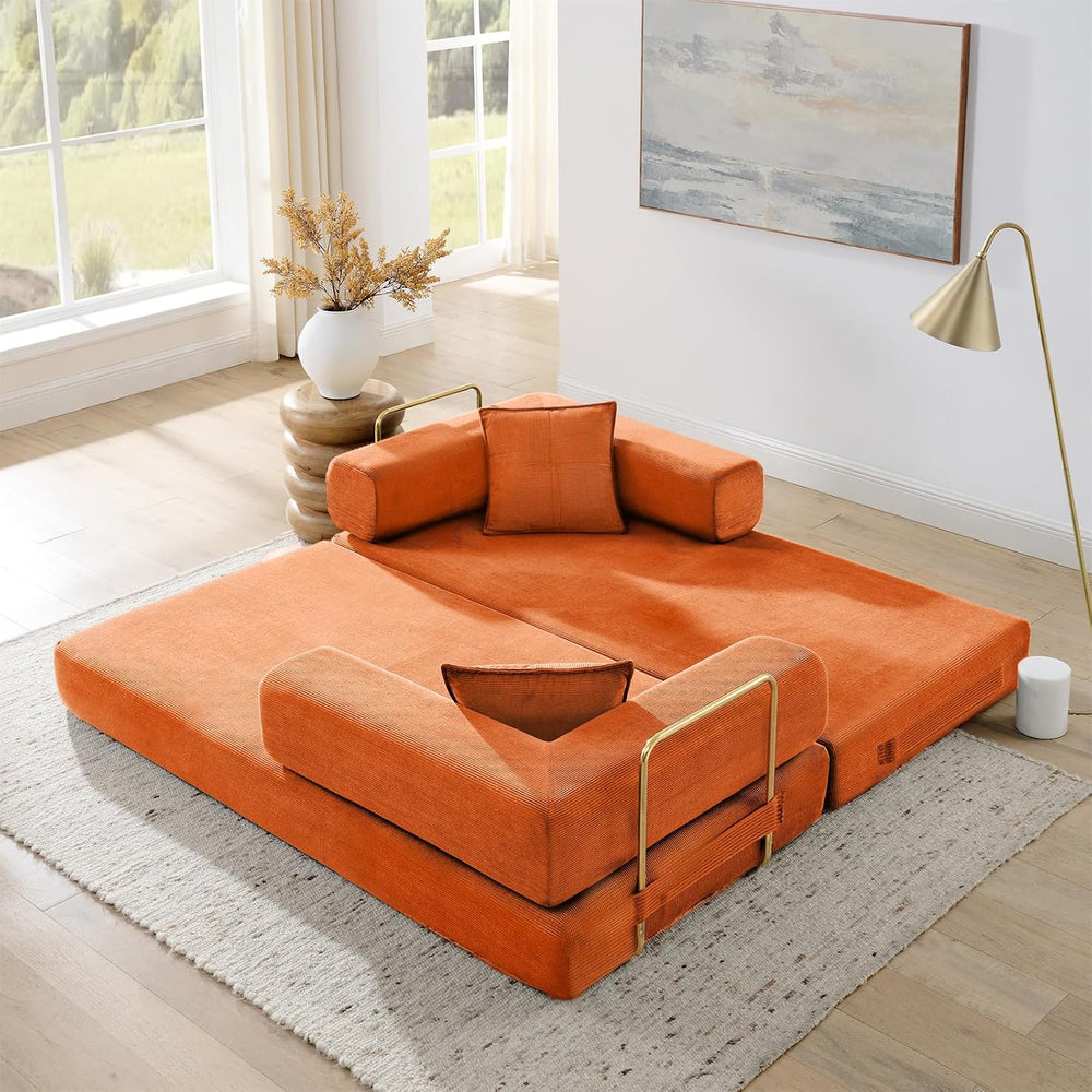 Convertible Folding Sofa Bed, Modern Futon Sleeper Sofa Fold Out Couch Bed wi...