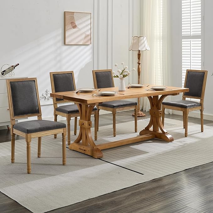 French Country Dining Chairs Set of 2, Gray Kitchen & Dining Room Chairs ...