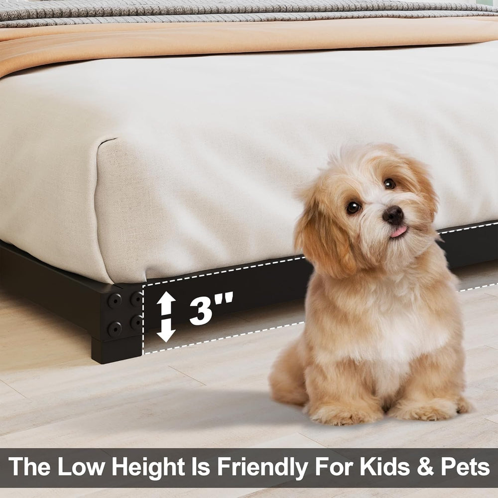 3 Inch Bed Frame Full Size Low Profile Floor Metal Platform