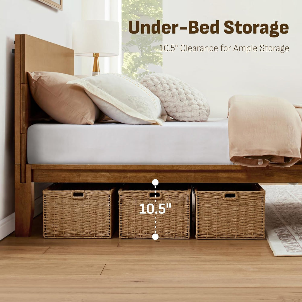 Softa Mikor Queen Japanese Joinery Bed Frame, Solid Wood, No-Tool Setup