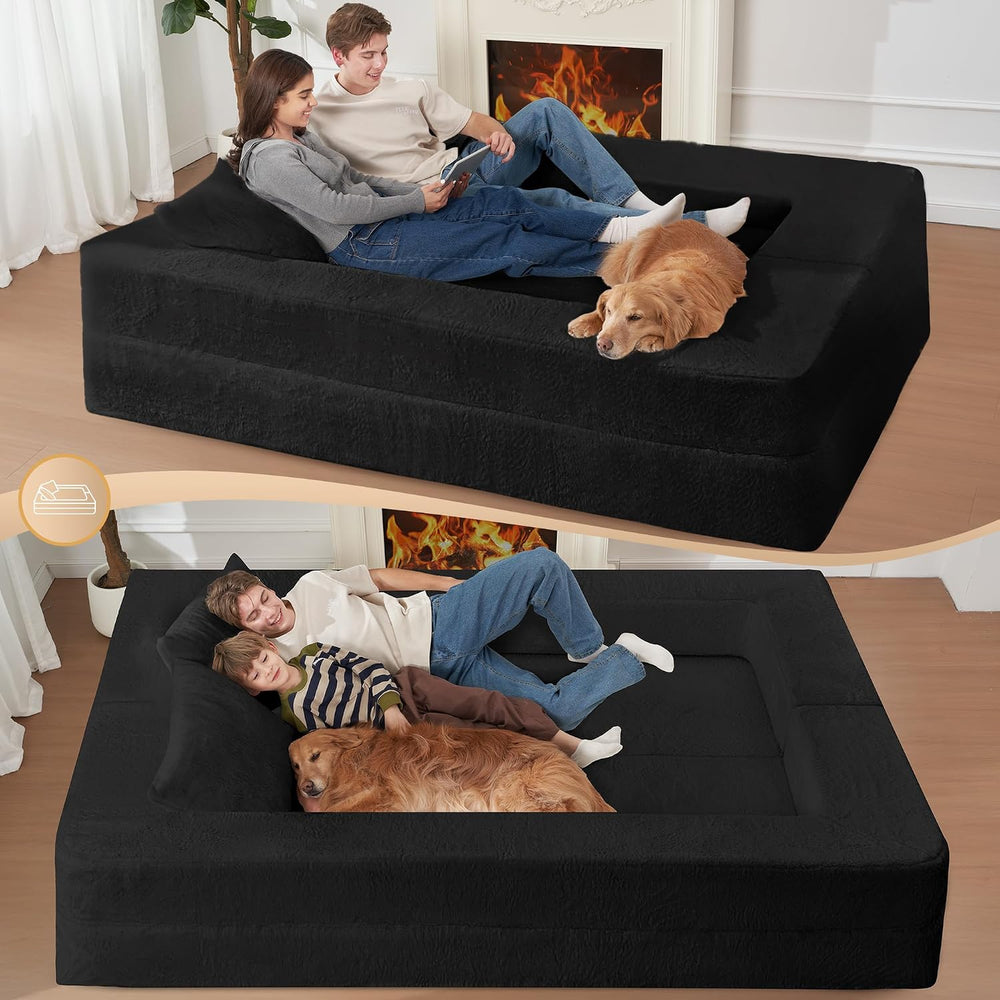 Futon Sofa Bed with Pillow, 3-in-1 Sleeper Sofa Bed with Removable Cover