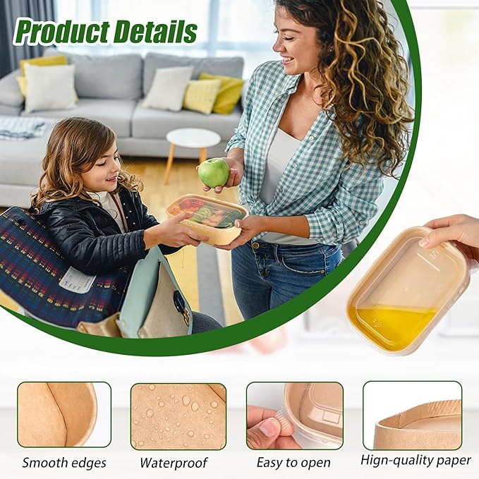 50-Pack 19oz Disposable Kraft Paper Bowls