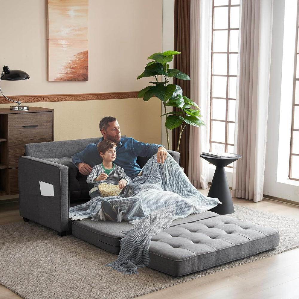 VINGLUpgraded Loveseat Sleeper, 53.5"W 83"L Convertible Sofa Bed Co...