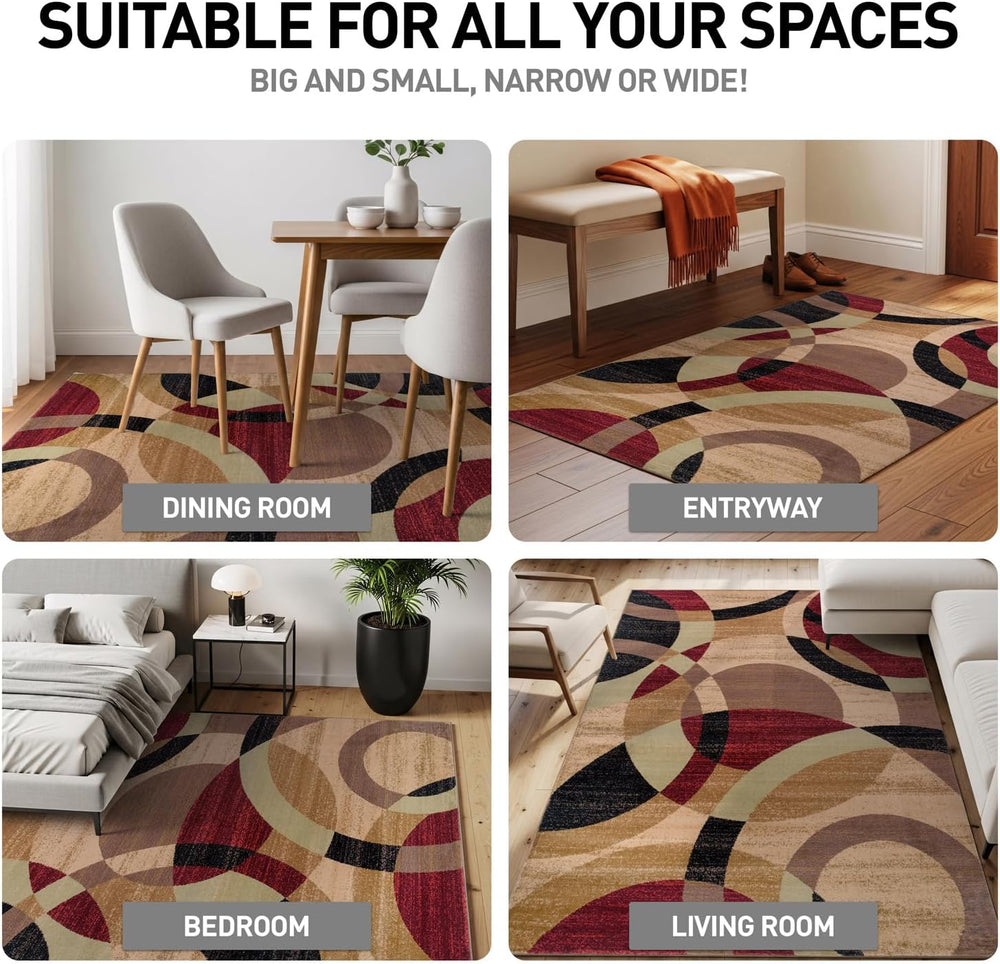 Rugshop Abstract Circles Contemporary Area Rug Multi 7'10" x 10'...
