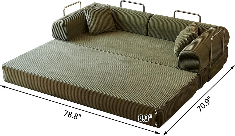 Eafurn 4-in-1 Boneless Convertible Sofa Bed, 79" Folding Mattress Couch ...