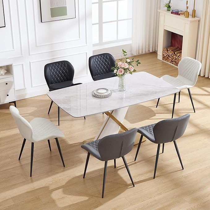 Dining Chairs Set of 6, Comfy Modern Dining Chairs with Thick Cushions, Uphol...